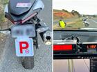 A red p-plate motorbike rider has lost his license less than 24 hours after it was first issued. 