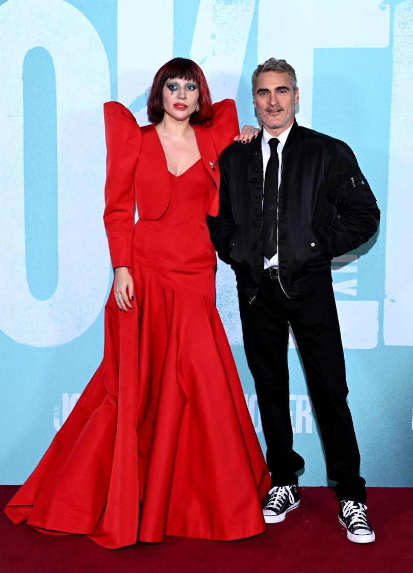 LONDON, ENGLAND - SEPTEMBER 25: Joaquin Phoenix and Lady Gaga attend the UK Premiere of "Joker Folie à Deux" at the Cineworld Leicester Square on September 25, 2024 in London, England. (Photo by Gareth Cattermole/Getty Images)