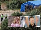 Police at the scene of a recent search for Maddie McCann at Portugal. Inset: Maddie McCann and (bottom right) suspect Christian Brueckner.