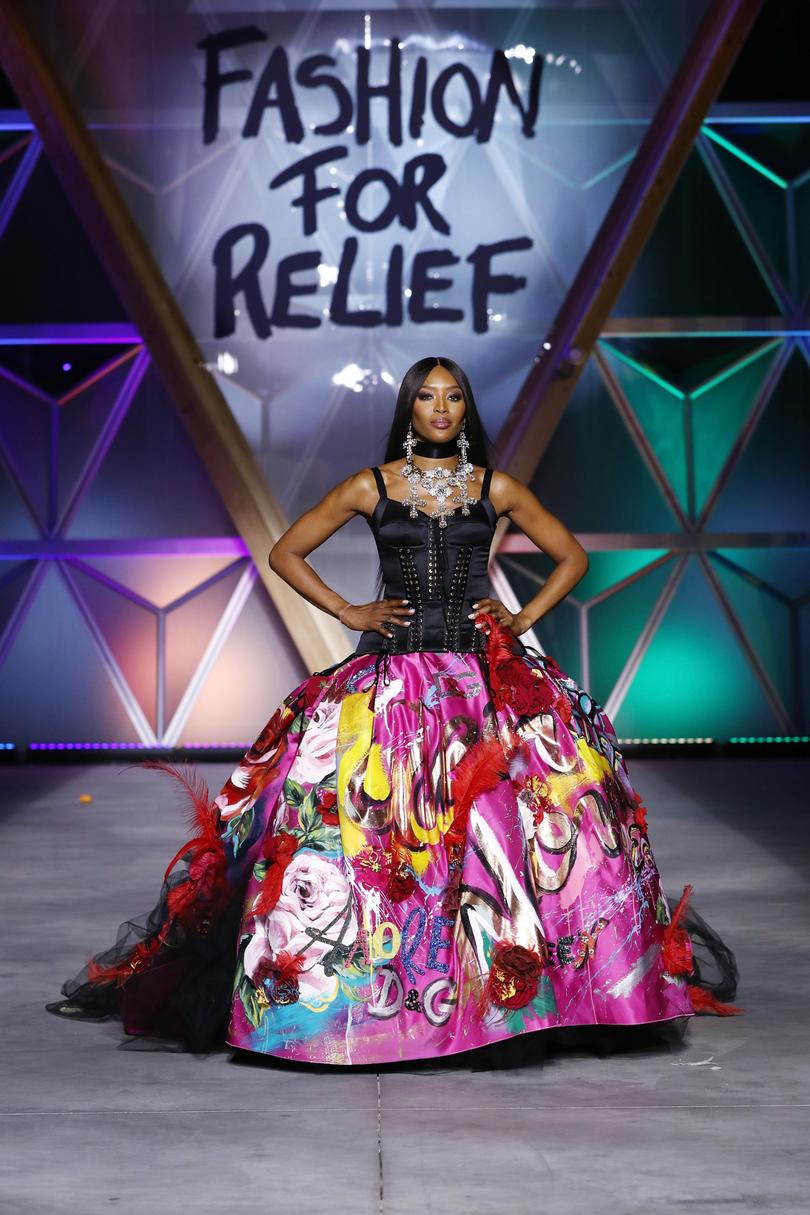 Naomi Campbell walks the Runway at Fashion for Relief Cannes 2018 during the 71st annual Cannes Film Festival. 