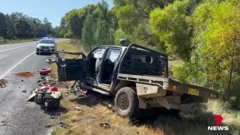 The ute and a van collided about 9.20pm on Friday.