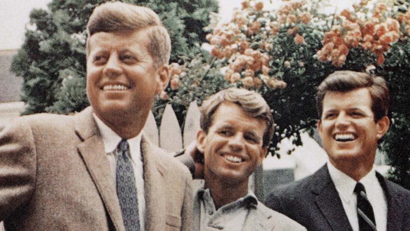 This undated file photo shows the Kennedy brothers (L-R): John F. Kennedy, Robert Kennedy, and Ted Kennedy in Hyannis Port, Massachusetts.