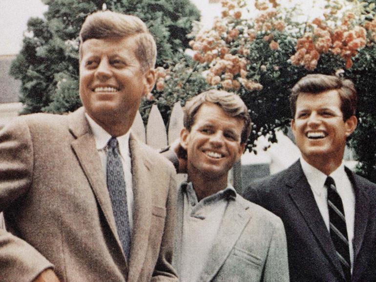 This undated file photo shows the Kennedy brothers (L-R): John F. Kennedy, Robert Kennedy, and Ted Kennedy in Hyannis Port, Massachusetts.