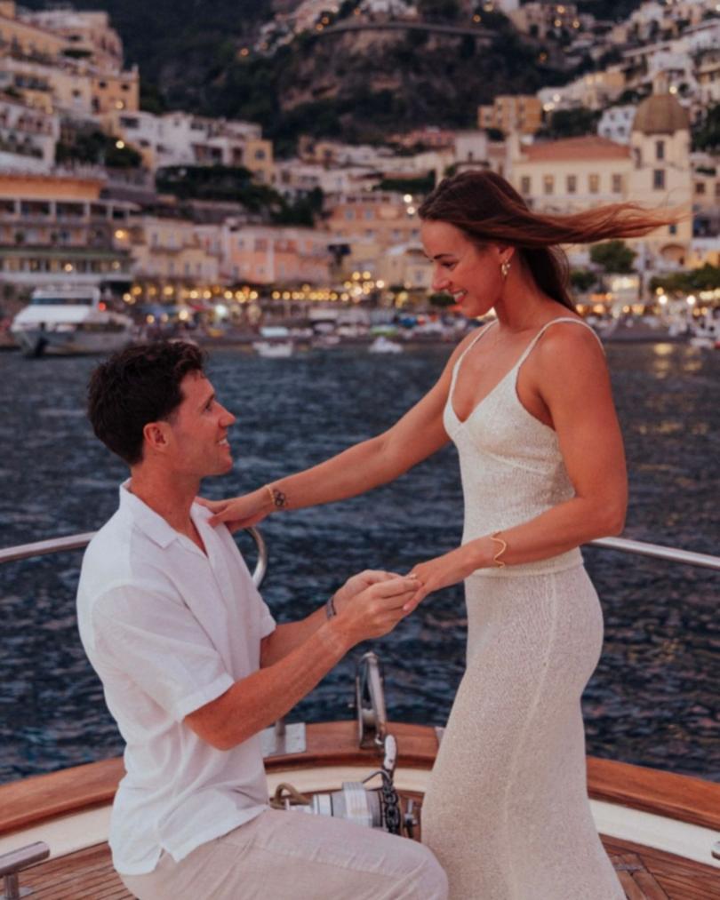 Josh Milner and Brianna Throssell got engaged on the Amalfi Coast.