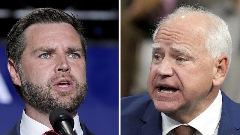 Republican vice presidential nominee JD Vance (left) is set to debate Democratic rival Tim Walz (right).