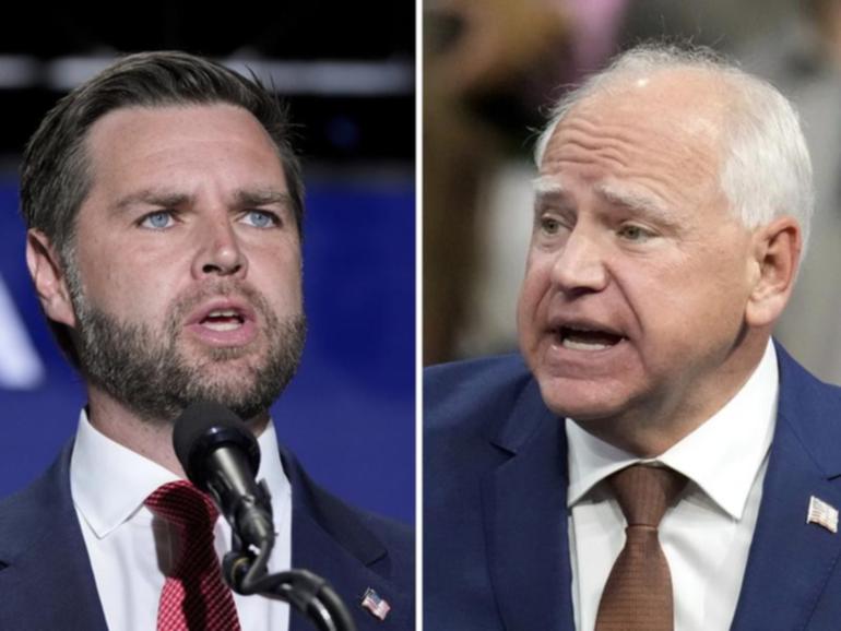 Republican vice presidential nominee JD Vance (left) is set to debate Democratic rival Tim Walz (right).