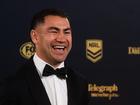 Jahrome Hughes is all smiles after being awarded the Dally M Medal in Sydney. (Mark Evans/AAP PHOTOS)