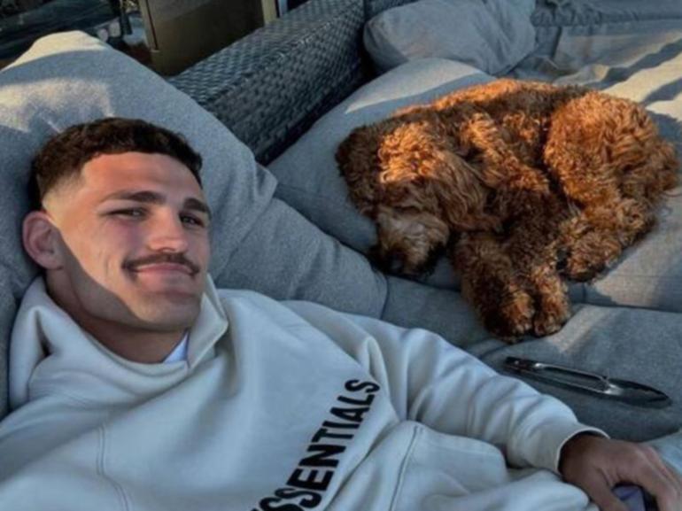 Penrith halfback Nathan Cleary enjoying some downtime at home.