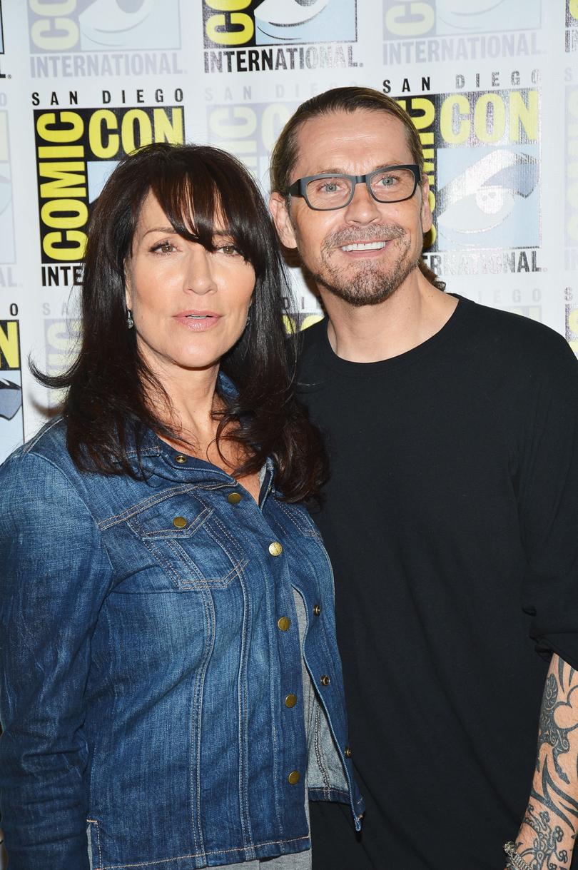 SAN DIEGO, CA - JULY 15:  Actress Katey Sagal and creator Kurt Sutter attend "Sons of Anarchy" press line during Comic-Con International 2012 at Hilton San Diego Bayfront Hotel on July 15, 2012 in San Diego, California.  (Photo by Frazer Harrison/Getty Images)