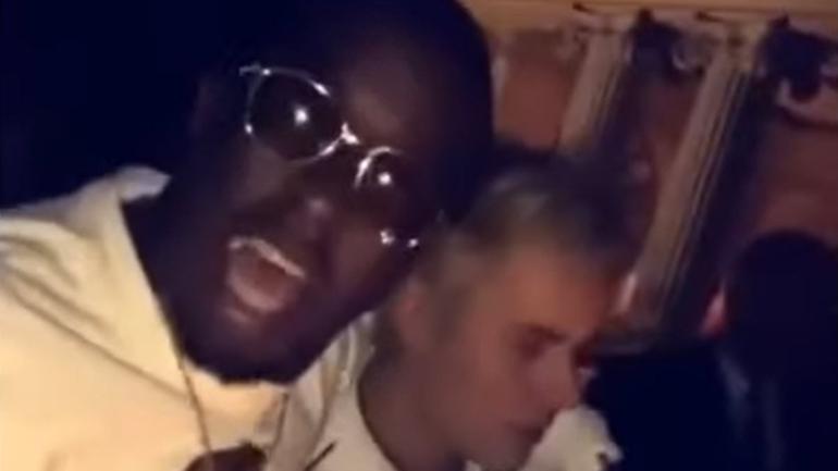 P. Diddy gives Justin Bieber Bad Boy letterman jacket as a birthday present in LA - February 27, 2016.