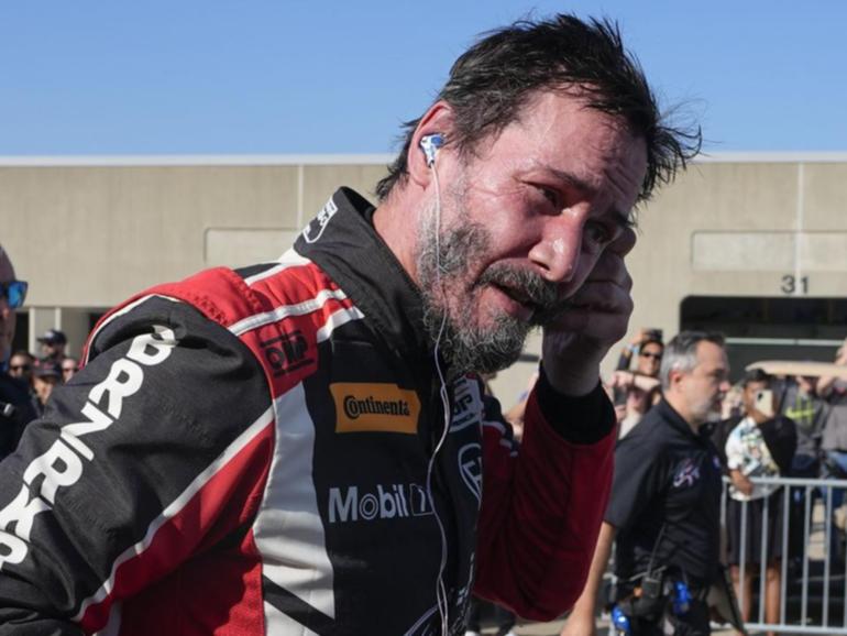 Actor Keanu Reeves made his debut in pro motor racing at Indianapolis Motor Speedway. (AP PHOTO)