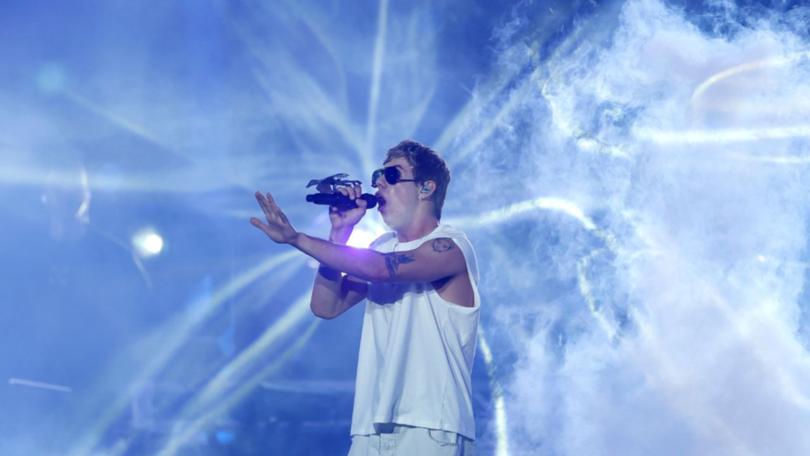 The Kid LAROI performs ahead of the NRL grand final.