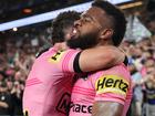 Sunia Turuva and Nathan Cleary celebrate.