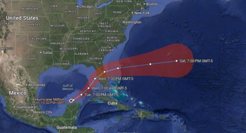 Expected path of Hurricane Milton.