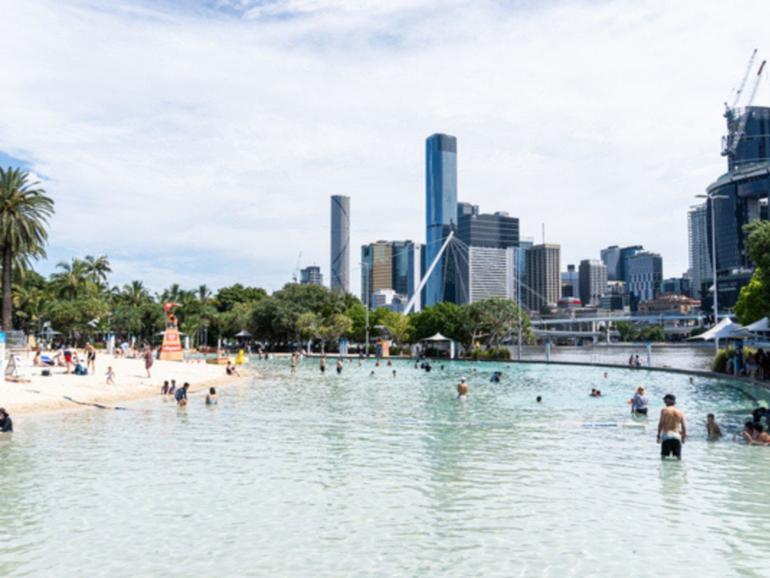 A man has nearly drowned at Streets Beach in South Bank, Brisbane.