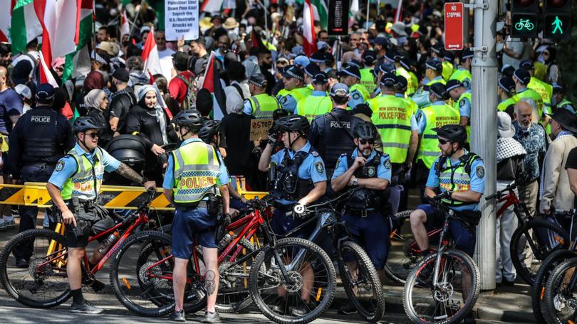 A large police presence was on hand in Sydney on Sunday.