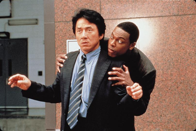 Jackie Chan and Chris Tucker in a scene from Rush Hour.