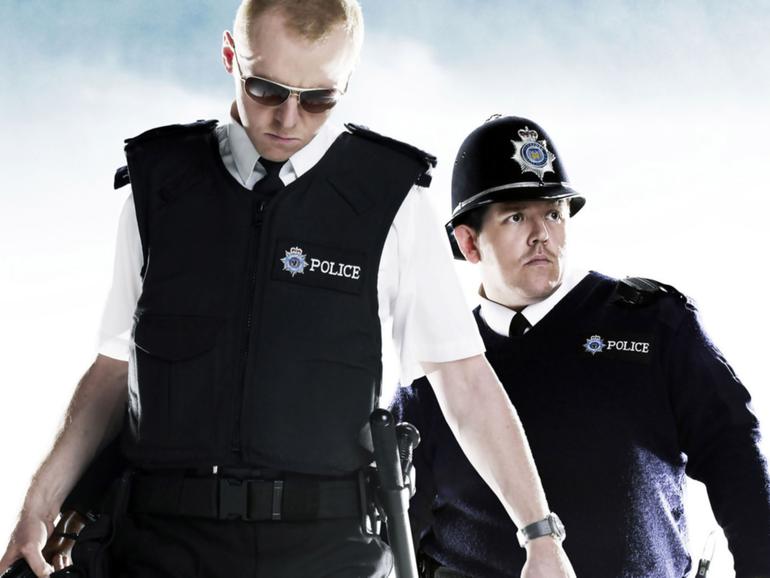 Nick Frost and Simon Pegg in Hot Fuzz.