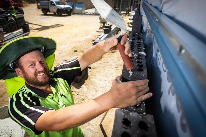 The Master Builders Association says there is a ”very strong pipeline” of work coming into the WA building sector. Brickie Michael Chapman.