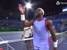 Frances Tiafoe yelling expletives at the umpire.