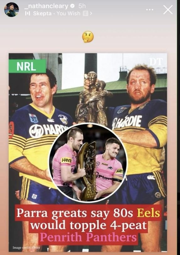 Nathan Cleary's Eels Instagram post.