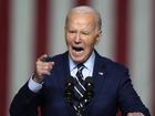 President Joe Biden speaks at the Milwaukee Department of Public Works field headquarters Tuesday, Oct. 8, 2024, in Milwaukee. (AP Photo/Morry Gash)