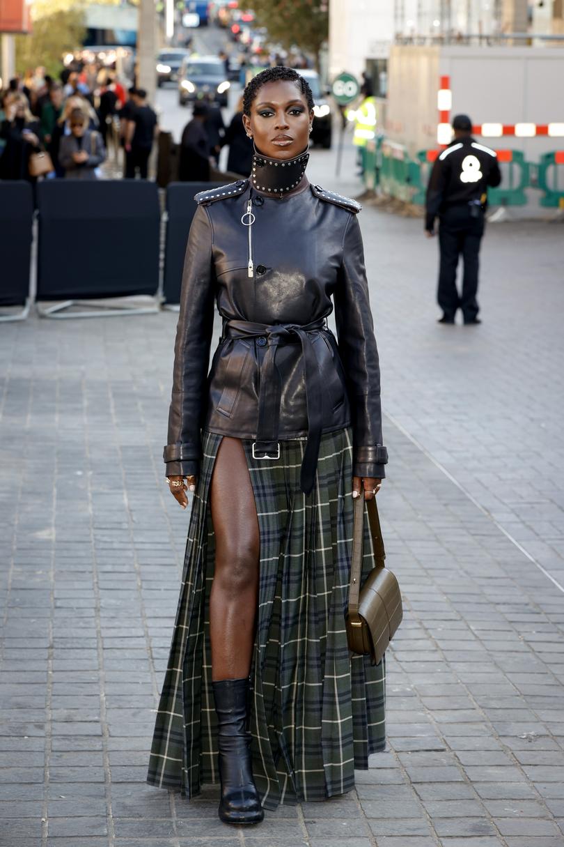 LONDON, ENGLAND - SEPTEMBER 16: Jodie Turner-Smith attends the Burberry show during London Fashion Week September 2024 at the National Theatre on September 16, 2024 in London, England. (Photo by John Phillips/Getty Images)