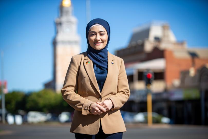 WA senator Fatima Payman pictured on Hannan Street, Kalgoorlie-Boulder.