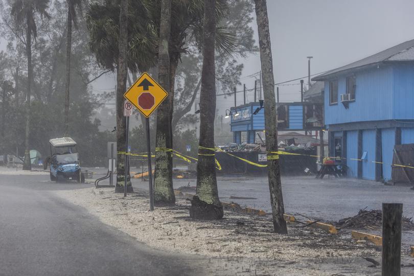 The Oyster Bay marina area is closed as the town prepares for Hurricane Milton in Sarasota, Florida.