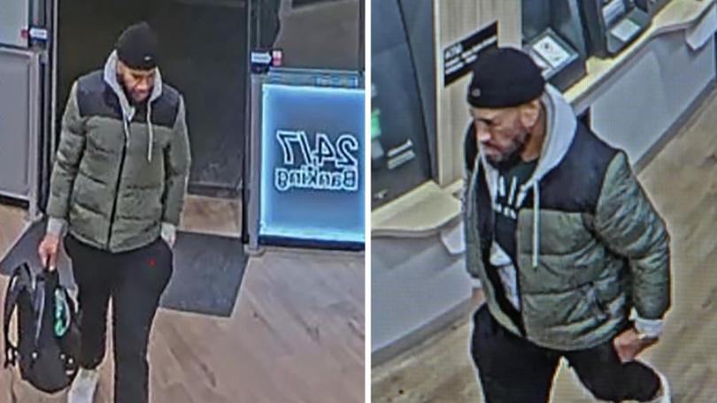 Police are searching for a man spotted carrying a bag inside a suburban Sydney bank. (Supplied/AAP PHOTOS)