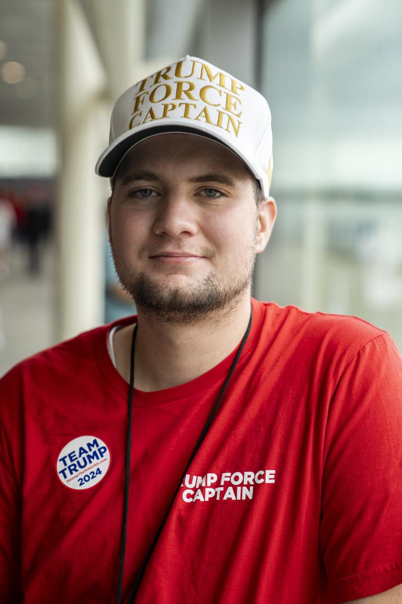 Abraham Reynolds, 23, who was at Donald Trump’s rally in Butler, Pa., when the former president was shot, in Erie, Pa., Sept. 29, 2024. That really encouraged me to go out and take action, Reynolds said. 