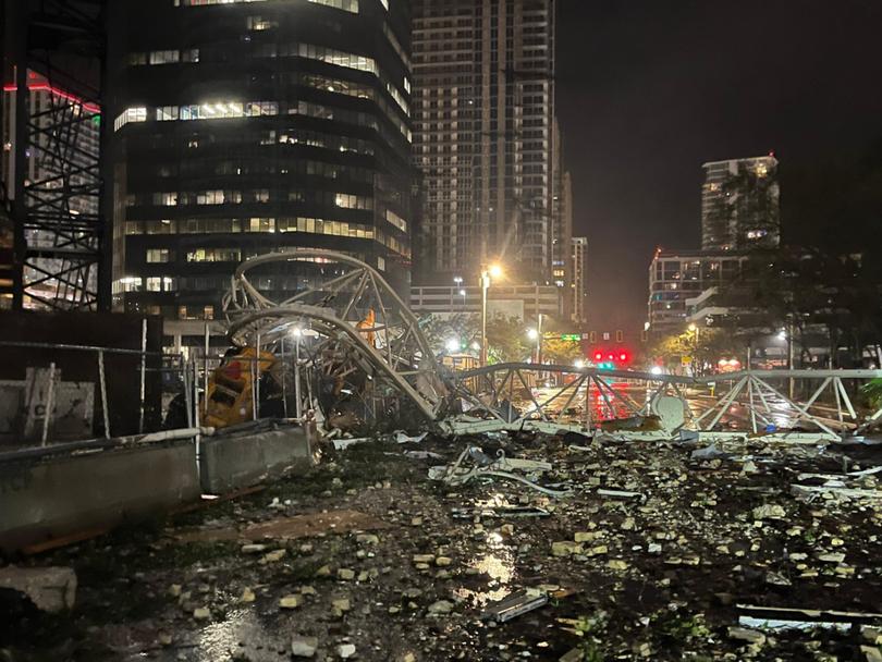 A crane has collapsed under the intense winds of Hurricane Milton in downtown St. Petersburg.