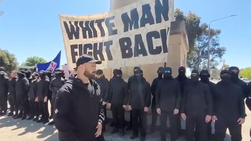 About 50 people were demonstrating in Corowa on Saturday before police split them up. (HANDOUT/THE NOTICER)