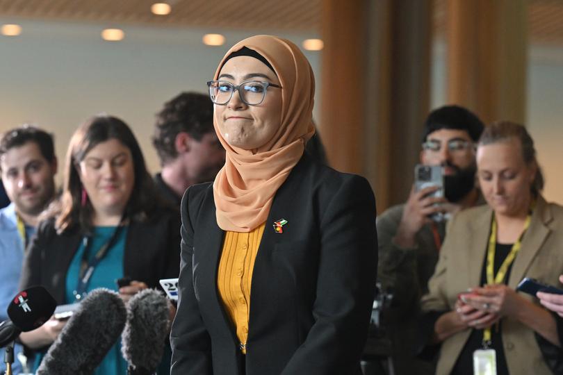 Labor Senator Fatima Payman leaves after a press conference at Parliament House in Canberra, Thursday, July 4, 2024. (AAP Image/Mick Tsikas) NO ARCHIVING MICK TSIKAS