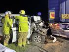 A woman has crashed into the back of a cattle truck in Aubigny, near Toowoomba.