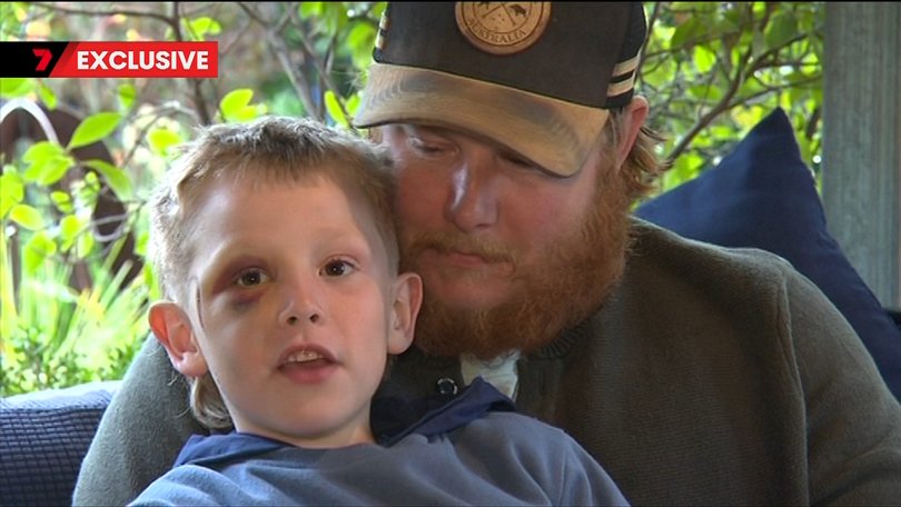 William Brooks-Chiplin with his father.