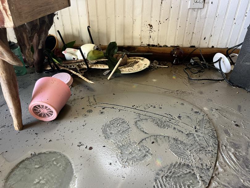 Damage caused by Hurricane Milton is seen in the home of Lisa Johnson and Dana Raco in Fort Myers Beach, Fla., on Oct. 10. 