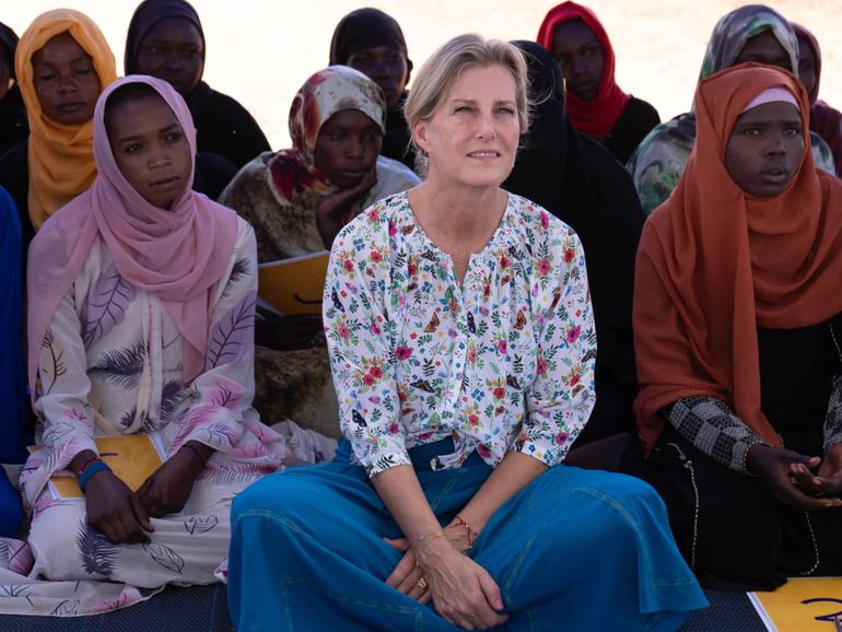 Sophie, Countess of Wessex, has been brought to tears while meeting Sudan refugees.