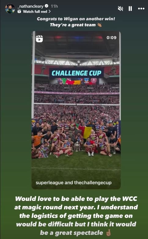 Nathan Cleary's Instagram post.