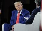 Republican presidential nominee former President Donald Trump speaks during an interview with Bloomberg News Editor-in-Chief John Micklethwait during an event with the Economic Club of Chicago, Tuesday, Oct. 15, 2024, in Chicago. (AP Photo/Evan Vucci)