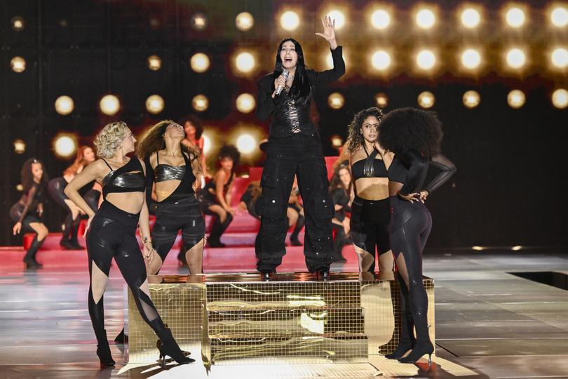 Cher performs during the Victoria's Secret Fashion Show on Tuesday, Oct. 15, 2024, in the Brooklyn borough of New York. (Photo by Evan Agostini/Invision/AP)