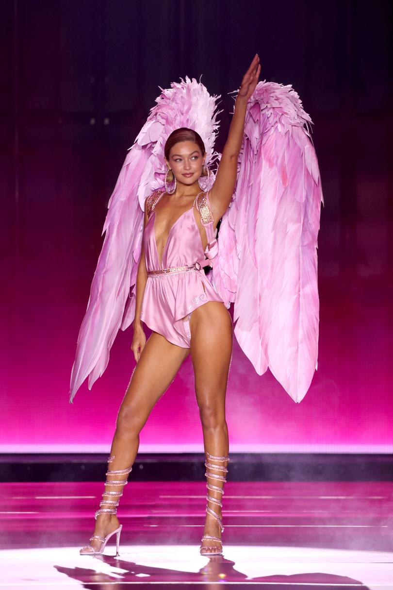 NEW YORK, NEW YORK - OCTOBER 15: Gigi Hadid walks the runway for the Victoria's Secret Fashion Show 2024 on October 15, 2024 in New York City. (Photo by Kevin Mazur/Getty Images for Victoria's Secret)