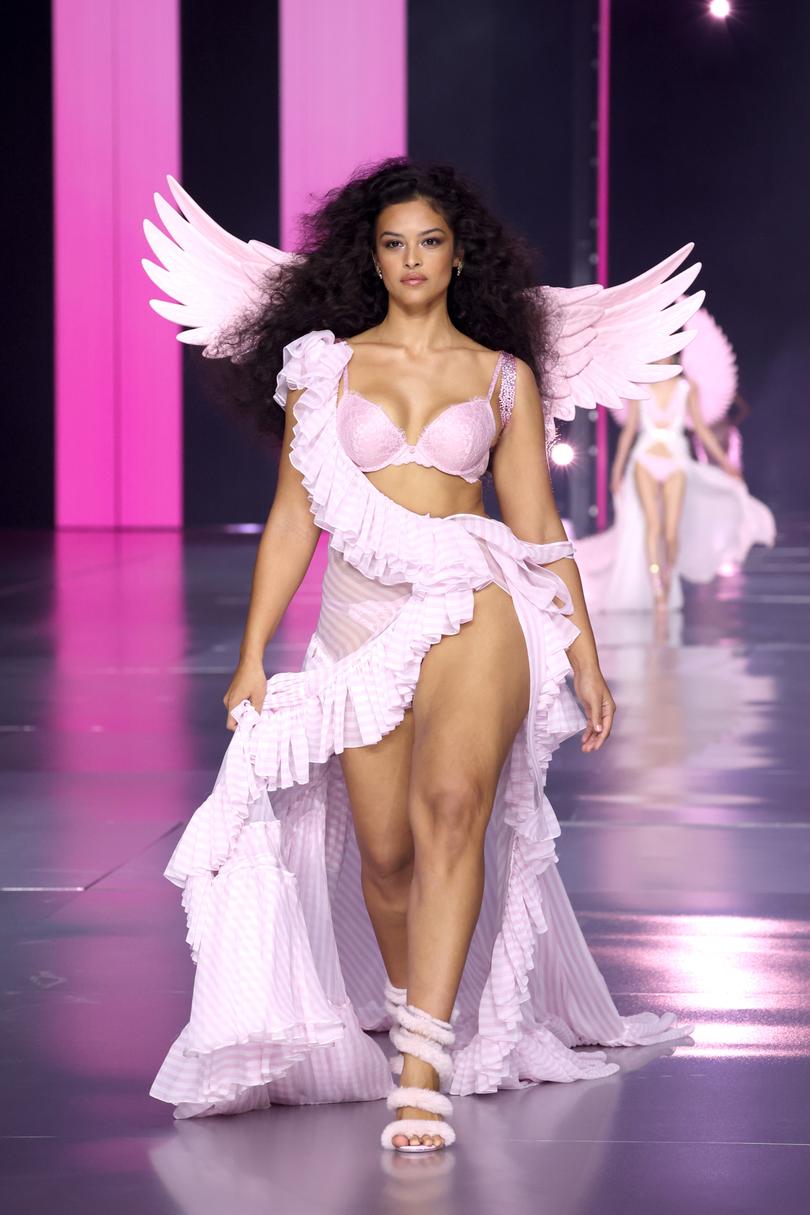 NEW YORK, NEW YORK - OCTOBER 15: Devyn Garcia walks the runway for the Victoria's Secret Fashion Show 2024 on October 15, 2024 in New York City. (Photo by Kevin Mazur/Getty Images for Victoria's Secret)