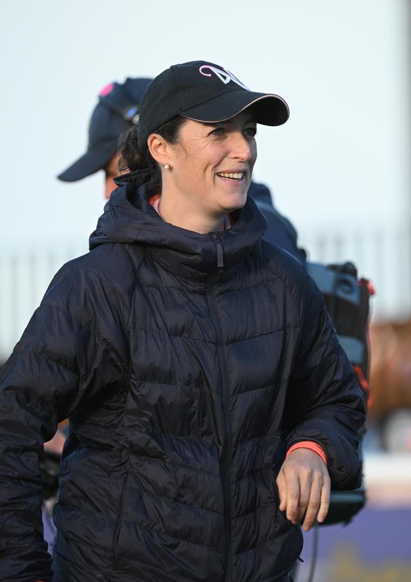 MELBOURNE, AUSTRALIA - OCTOBER 08: Trainer Annabel Neasham is seen during a trackwork session at Caulfield Racecourse on October 08, 2024 in Melbourne, Australia. (Photo by Vince Caligiuri/Getty Images)