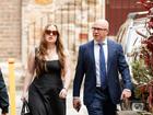 Paula Hitchcock and husband Nassib Thoumi arrive at the NSW Supreme Court in Sydney where shes battling her half siblings in the Pratt family. 