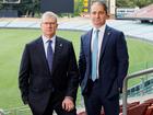 CBA chairman Paul O’Malley, left, with chief executive Matt Comyn, in Adelaide for the bank’s annual meeting.