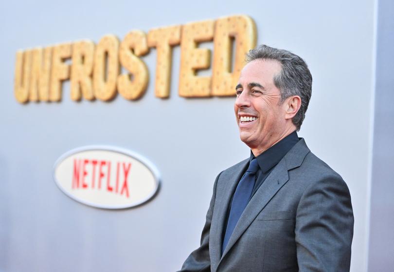 LOS ANGELES, CALIFORNIA - APRIL 30: Jerry Seinfeld attends Netflix's "Unfrosted" premiere at The Egyptian Theatre on April 30, 2024 in Los Angeles, California.  (Photo by Charley Gallay/Getty Images for Netflix)