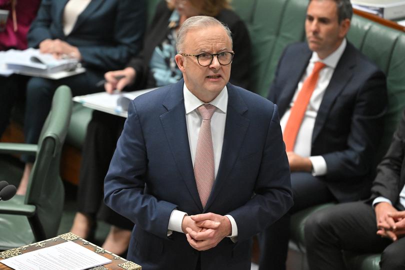 Prime Minister Anthony Albanese during Question Time in the House of Representatives at Parliament House in Canberra, Tuesday, October 8, 2024. (AAP Image/Mick Tsikas) NO ARCHIVING