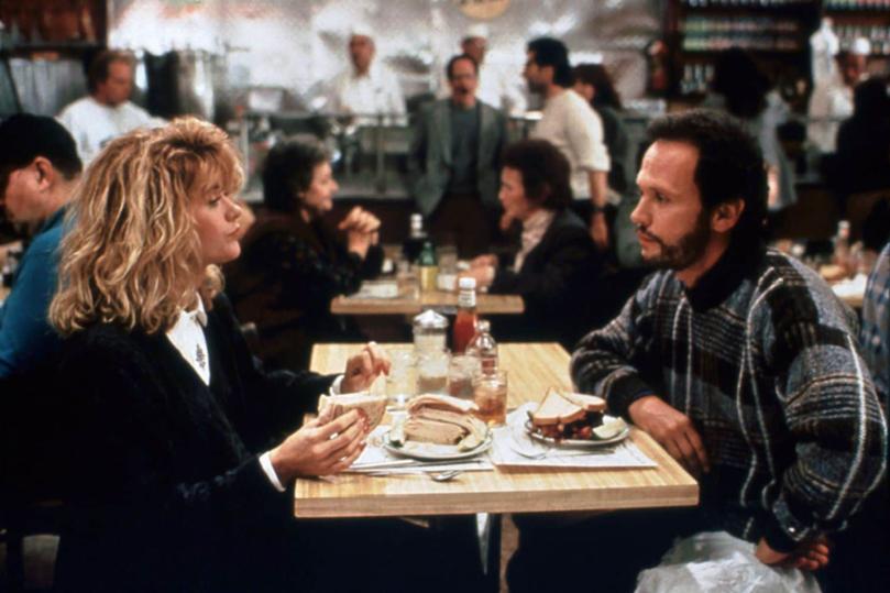 Meg Ryan and Billy Crystal in their iconic scene at Katz's Delicatessen, in Harry and Sally 1989. Image: COLUMBIA PICTURES