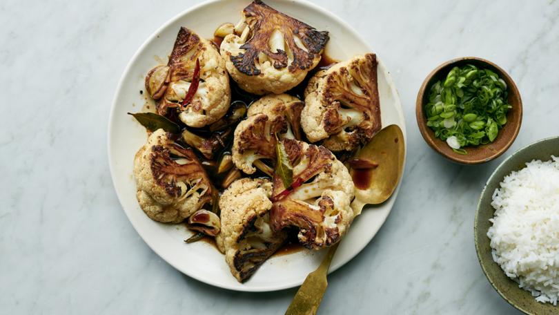 Cauliflower Adobo. Salty, sour and sweet flavours define chicken adobo, the national dish of the Philippines; here, Ali Slagle applies that same flavour profile to cauliflower for a vegetarian spin. Food stylist: Simon Andrews.